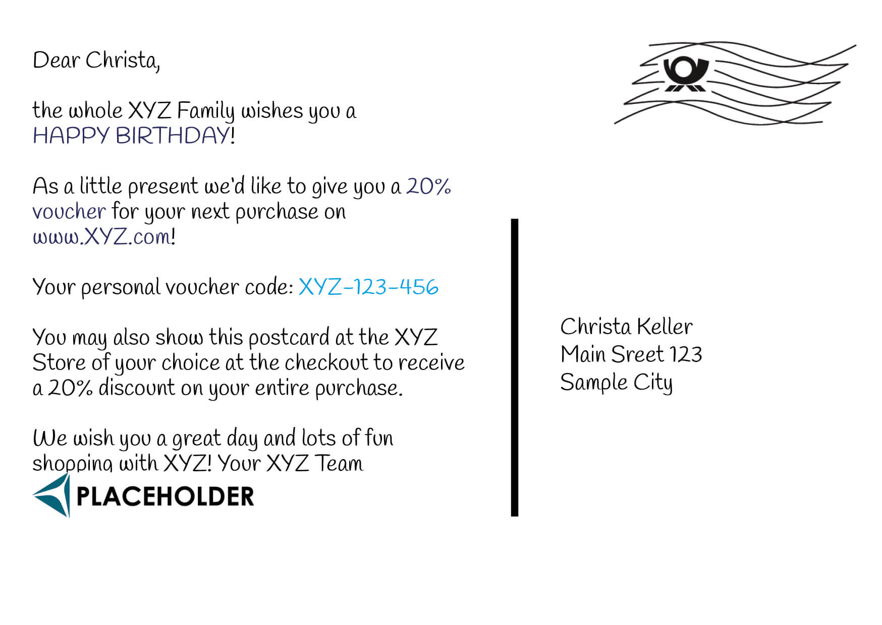 Sample cards Partner Lufthansa back
