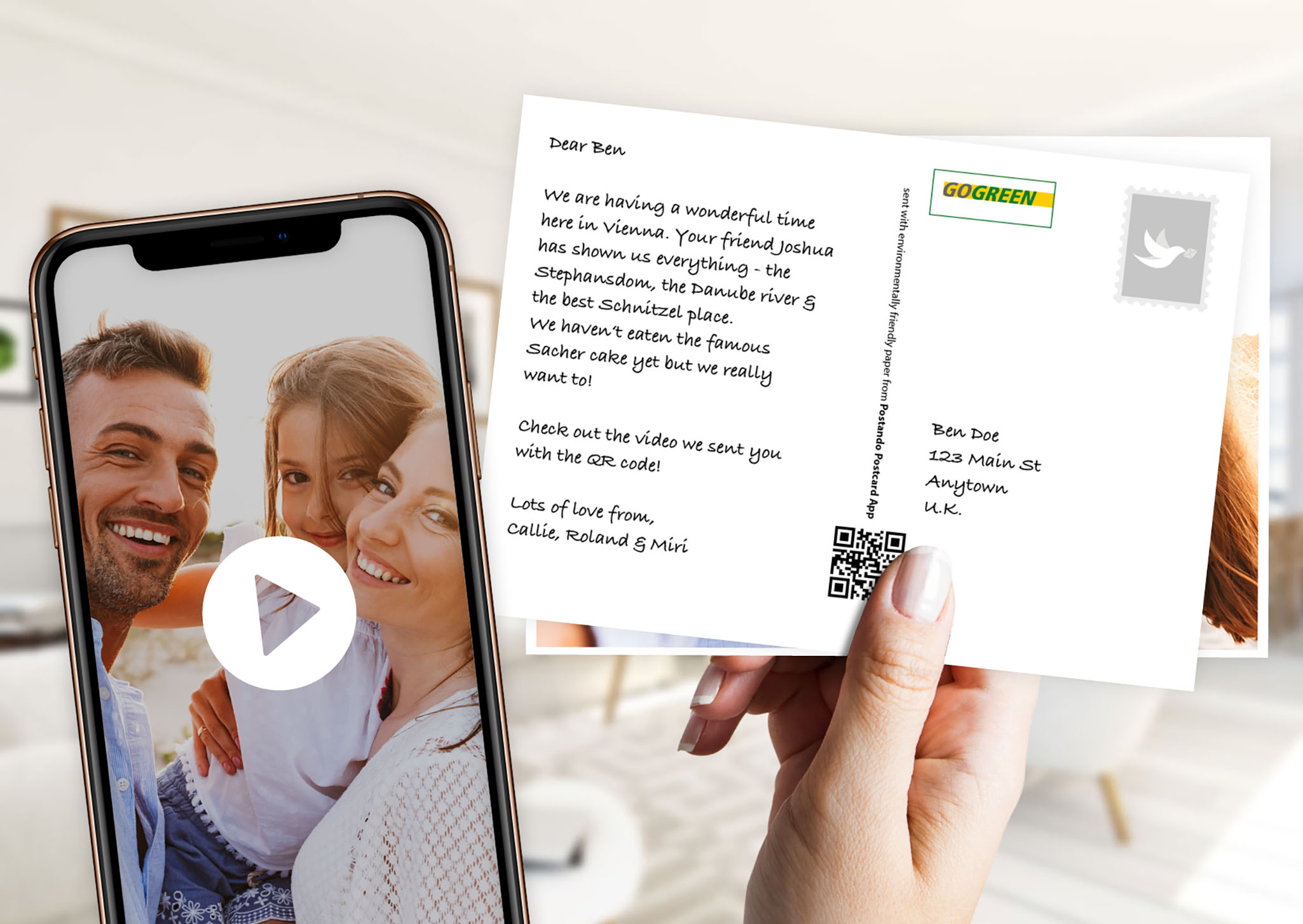 Postando: The postcard with a video message
